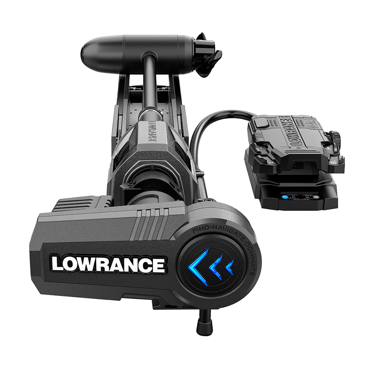 Lowrance Ghost Trolling Motor and shaft folded top view with foot pedal