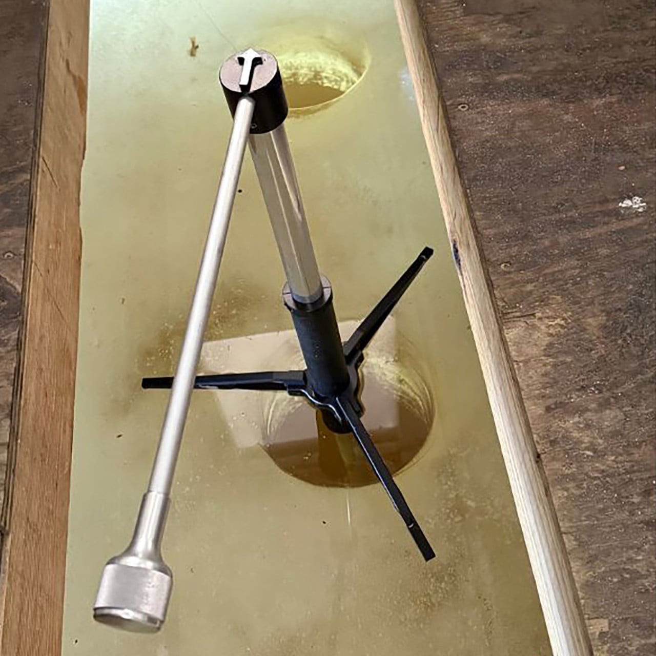 Cornfield Handscope Ice Fishing Adapter in use over 12 inch diameter hole