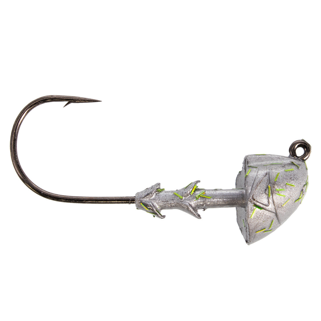 Buckeye Lures Light Wire Shocker Swimbait Head in Smallie Magic finish with subtle chartreuse flake.