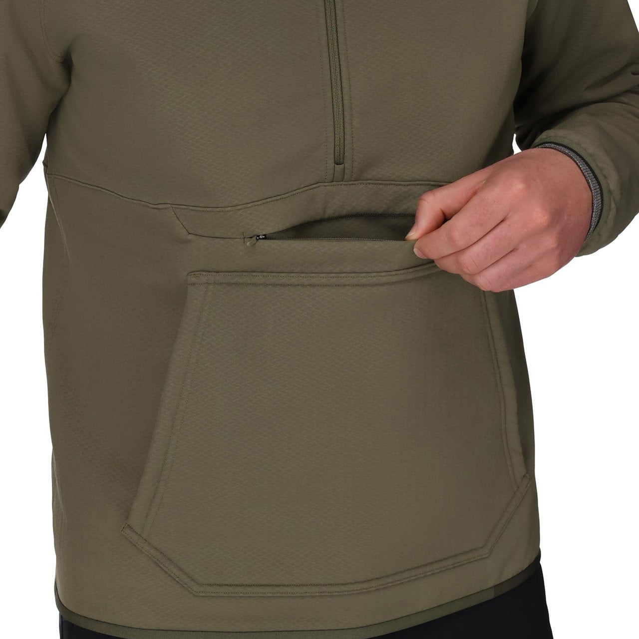 Simms Men's Strata 330 Half-Zip Hoody close up of pocket