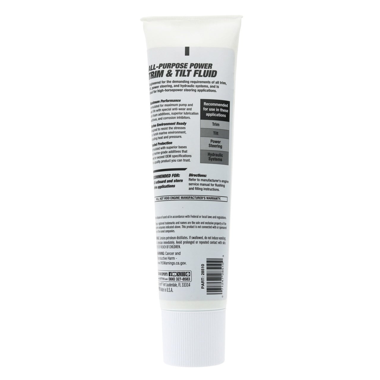 Star Brite Power Trim and Tilt Fluid back of tube