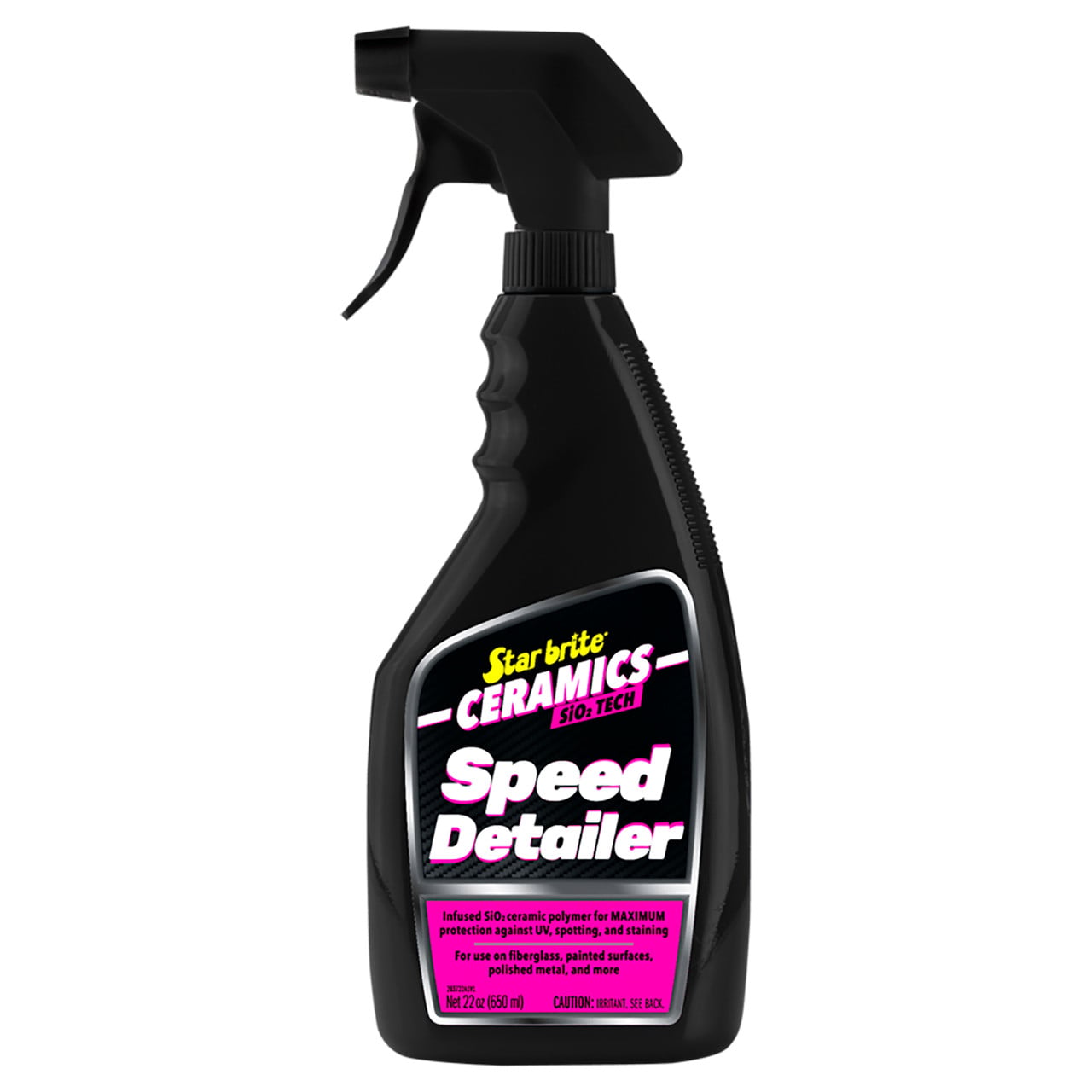 Star Brite Ceramic Speed Detailer 22 oz. spray bottle with SiO₂ formula for quick shine and UV protection on marine surfaces.