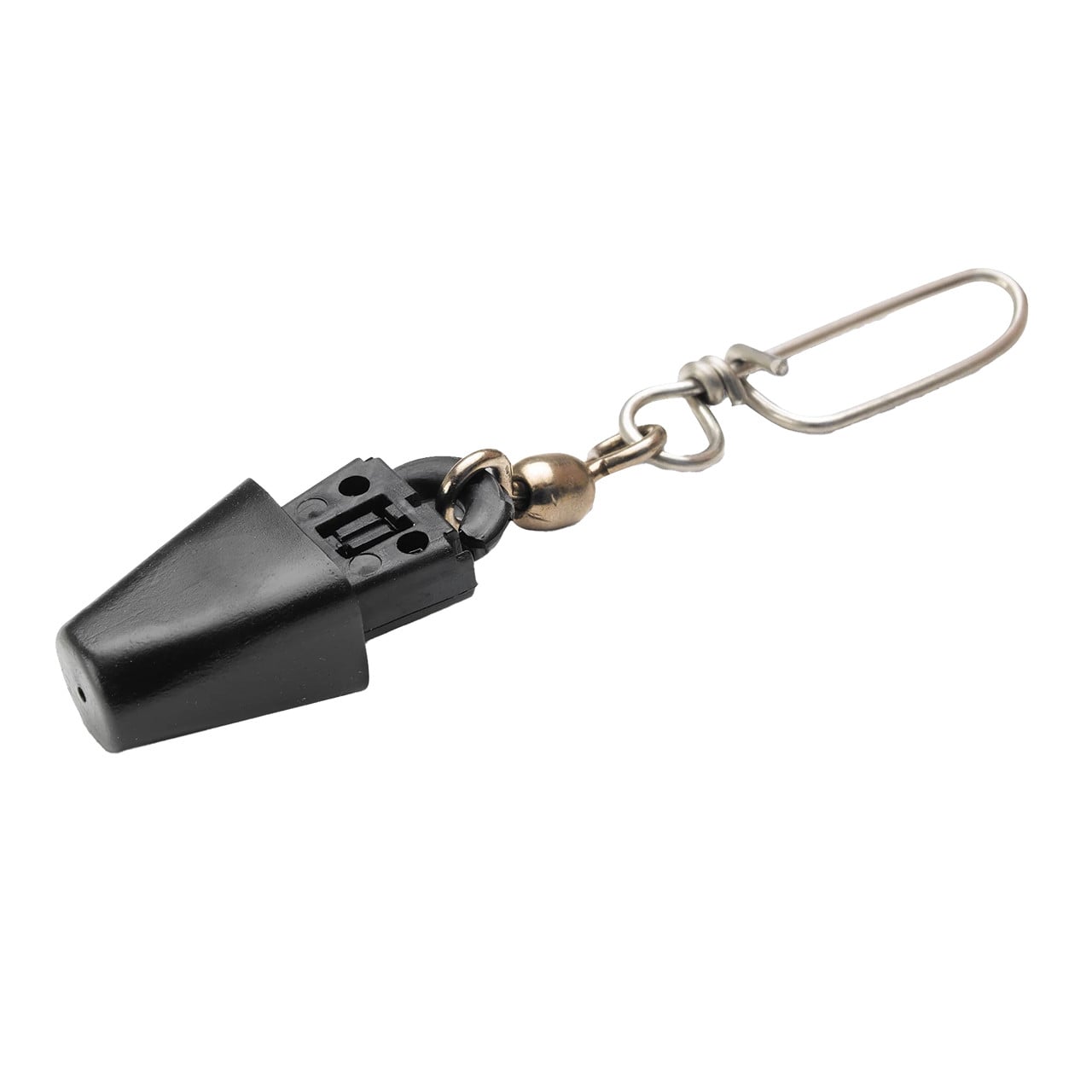 Cannon Terminator Single shown fully assembled with snap swivel, cushion sleeve, and plastic terminator.
