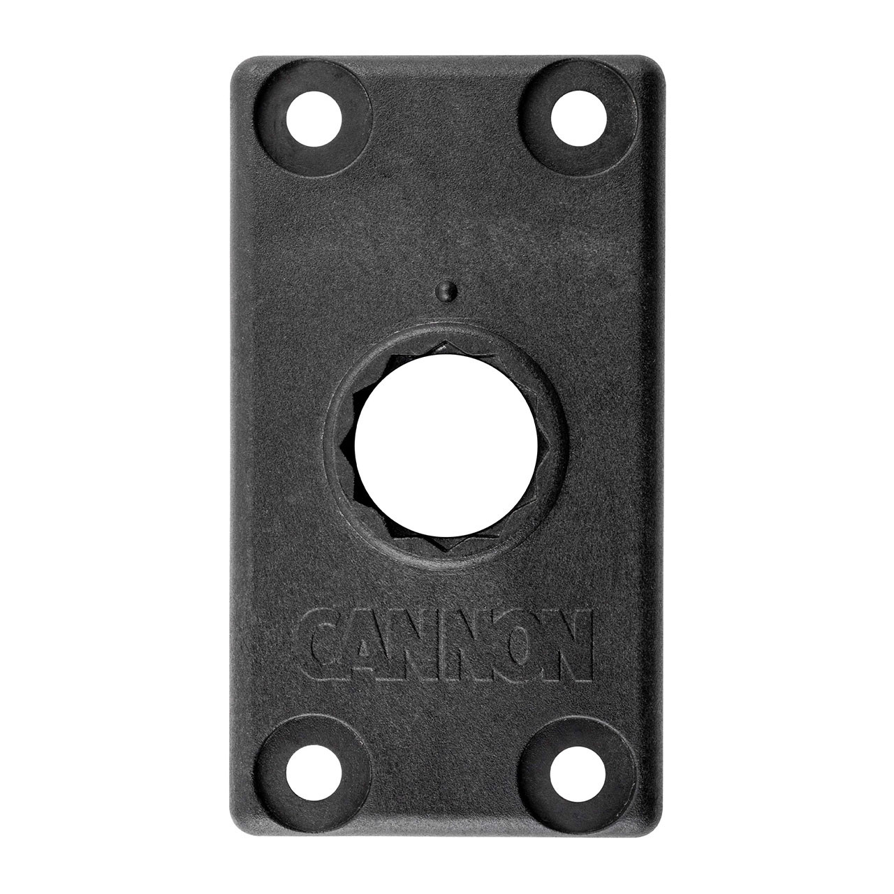Cannon Flush Mount with Cover top-down view showing open center port and four mounting holes.