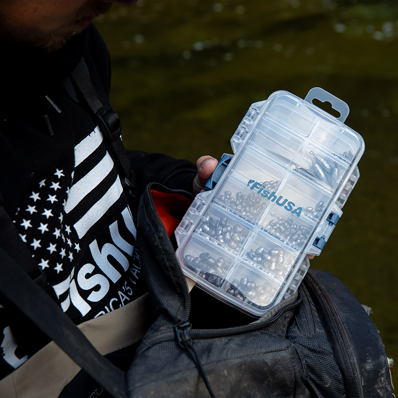 FishUSA Dual Sided Terminal Tackle Box in use closed (terminal tackle not included)