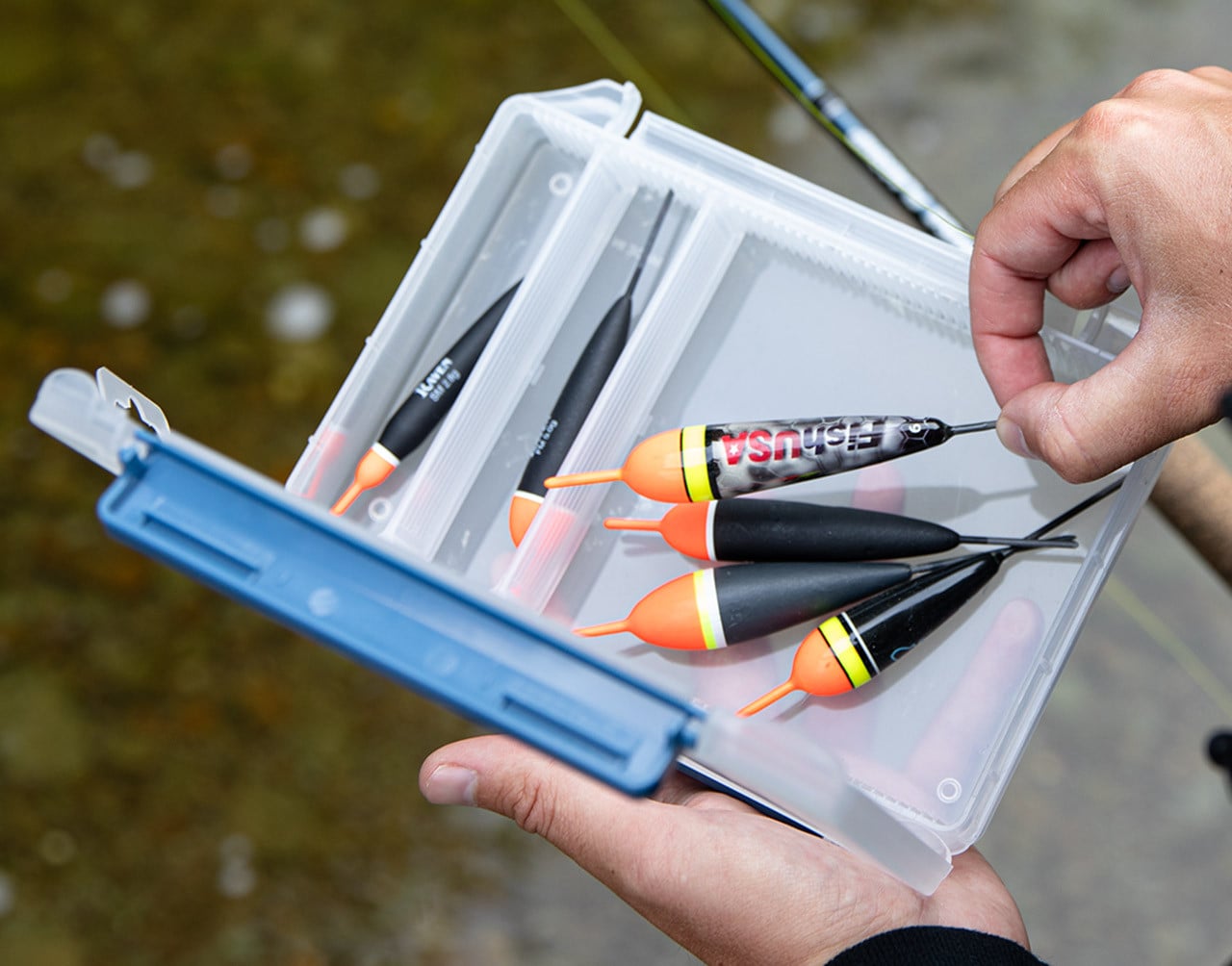 FishUSA Flagship Multi Purpose Lure Box open in use (floats not included)