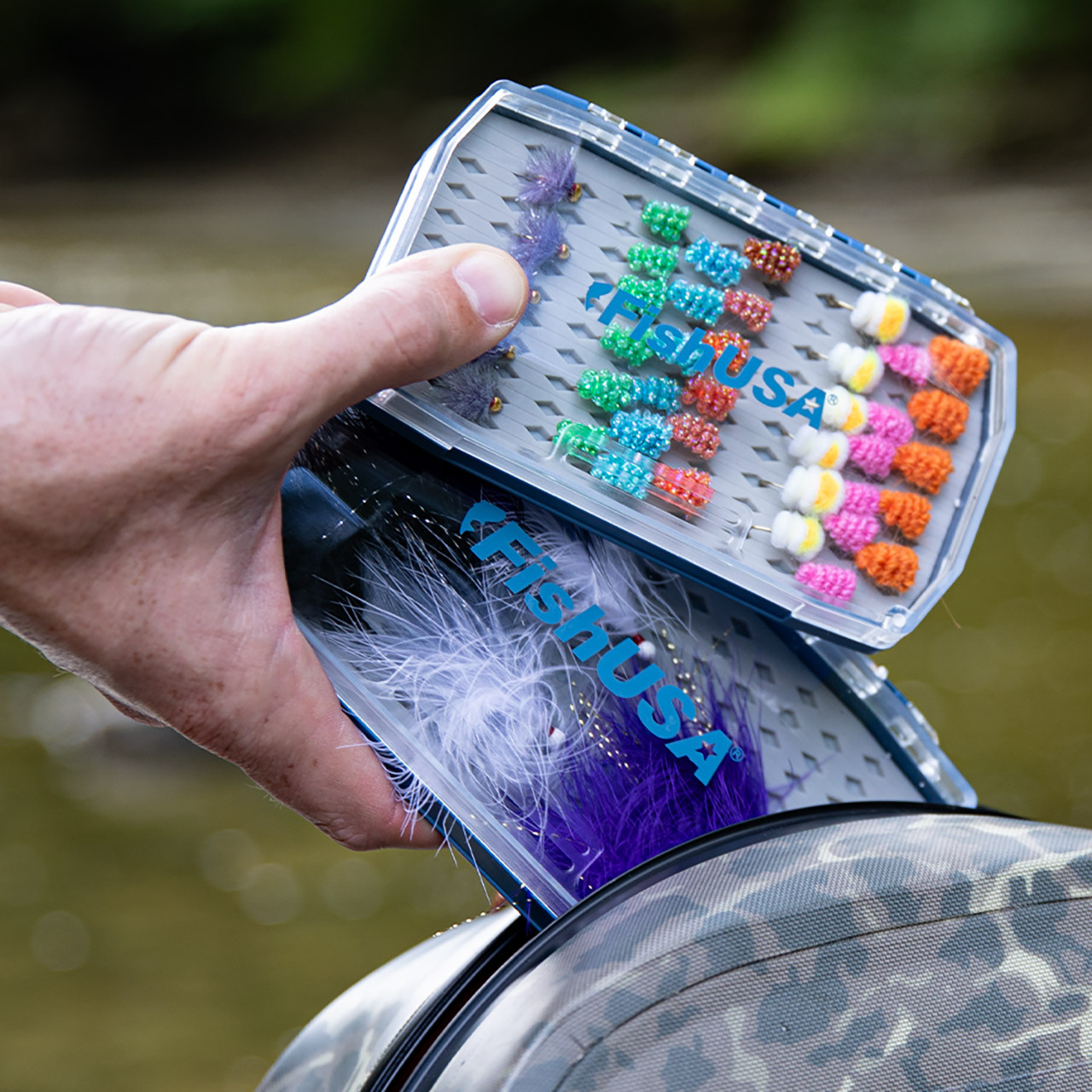 FishUSA Flagship Magnetic Fly Box both sizes (medium, large) closed in use (fly's not included)
