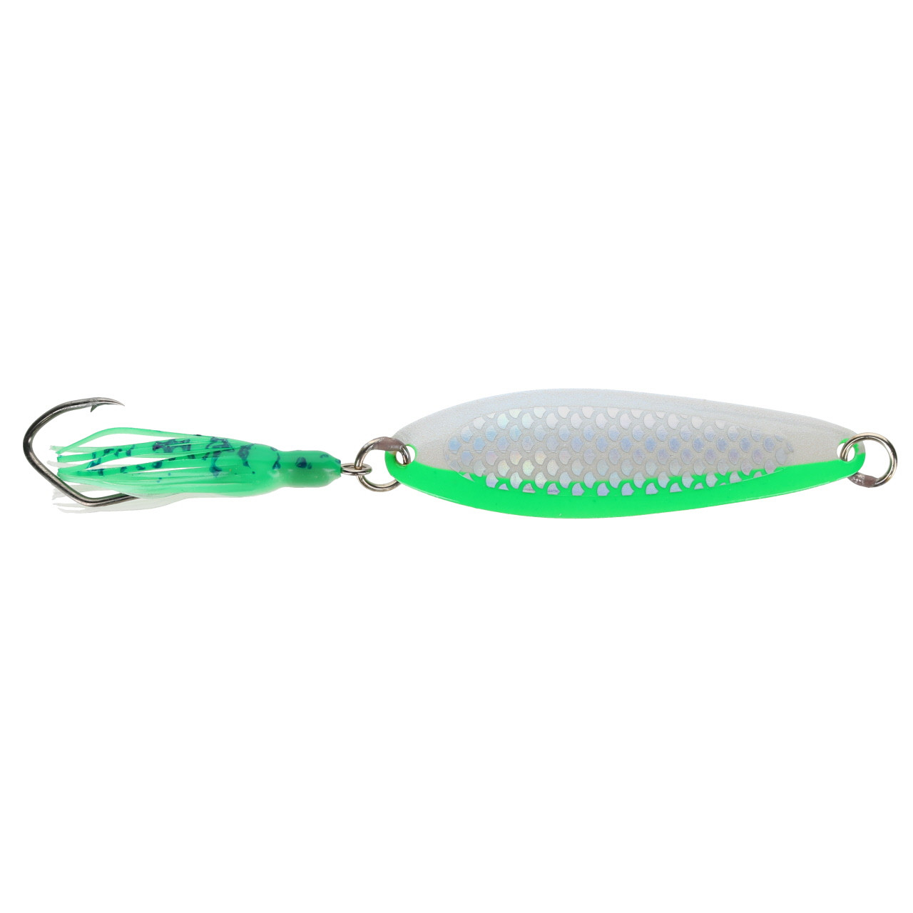 Silver Horde Kingfisher Tailwagger Hoochie Trolling Spoon color UV Glow Irish Cream