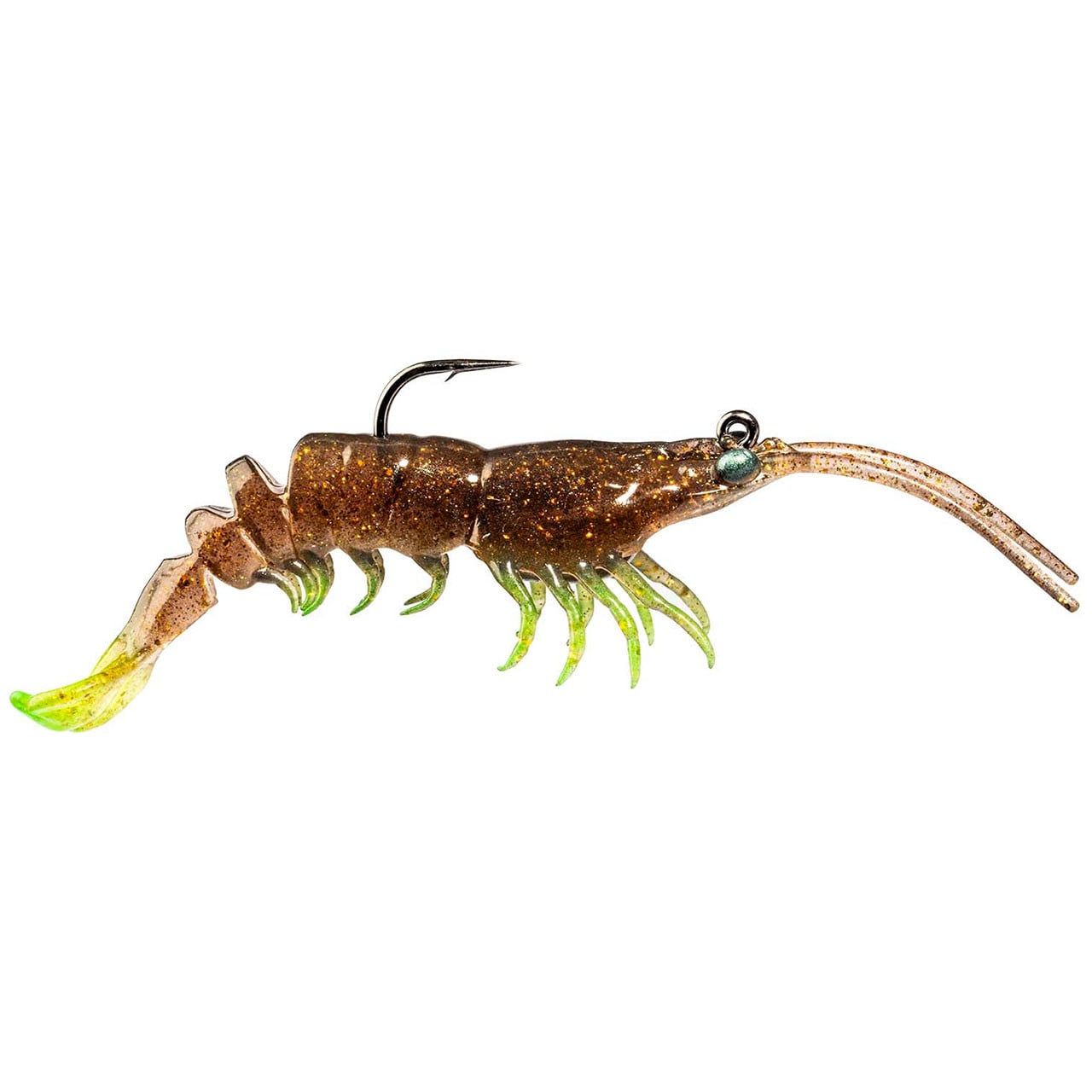 Z-Man Prawnstarz Soft Bait color Rootbeer Chartreuse