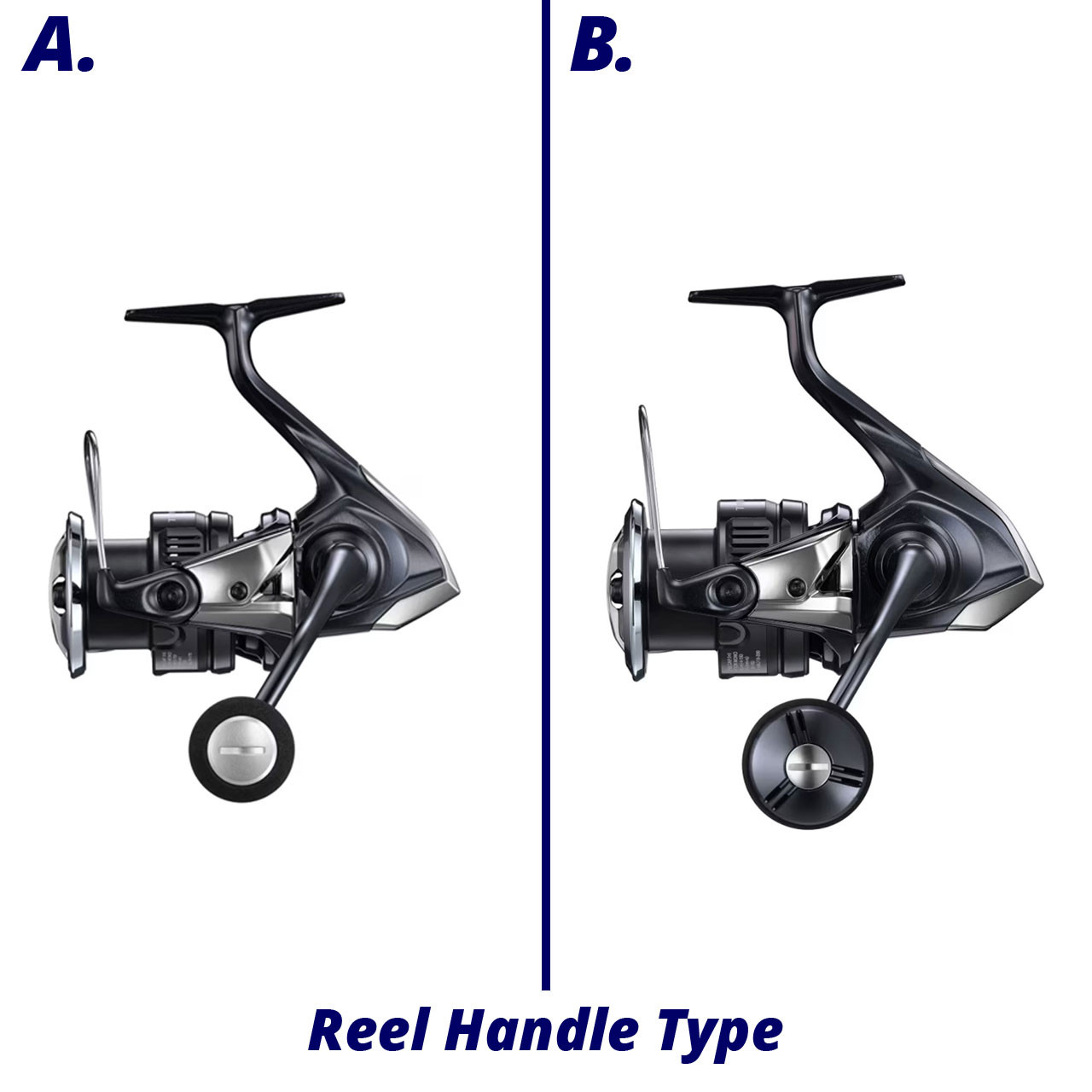 Shimano Twin Power XD Spinning Reel handle comparison chart