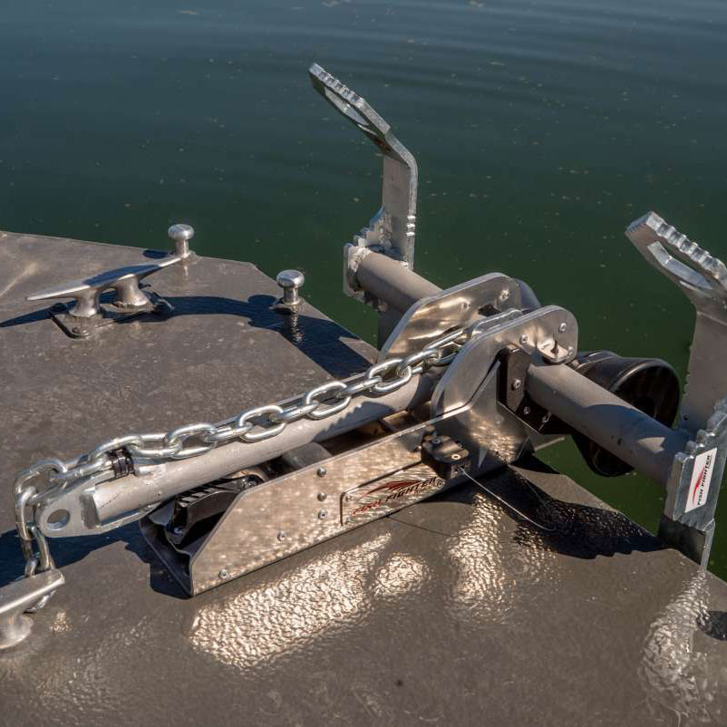 Fish Fighter FFP Extreme Duty XD Bow Mount Anchor Nest mounted to bow with anchor deployed