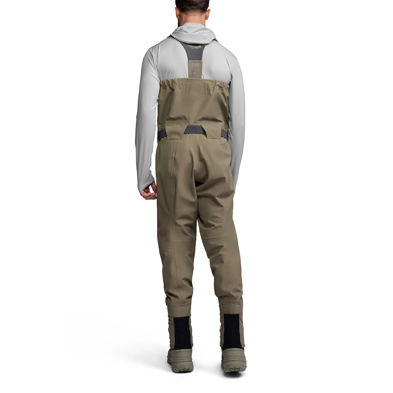 Sitka Gear Crosscurrent Zip GTX Stockingfoot Chest Wader back on model boots not included