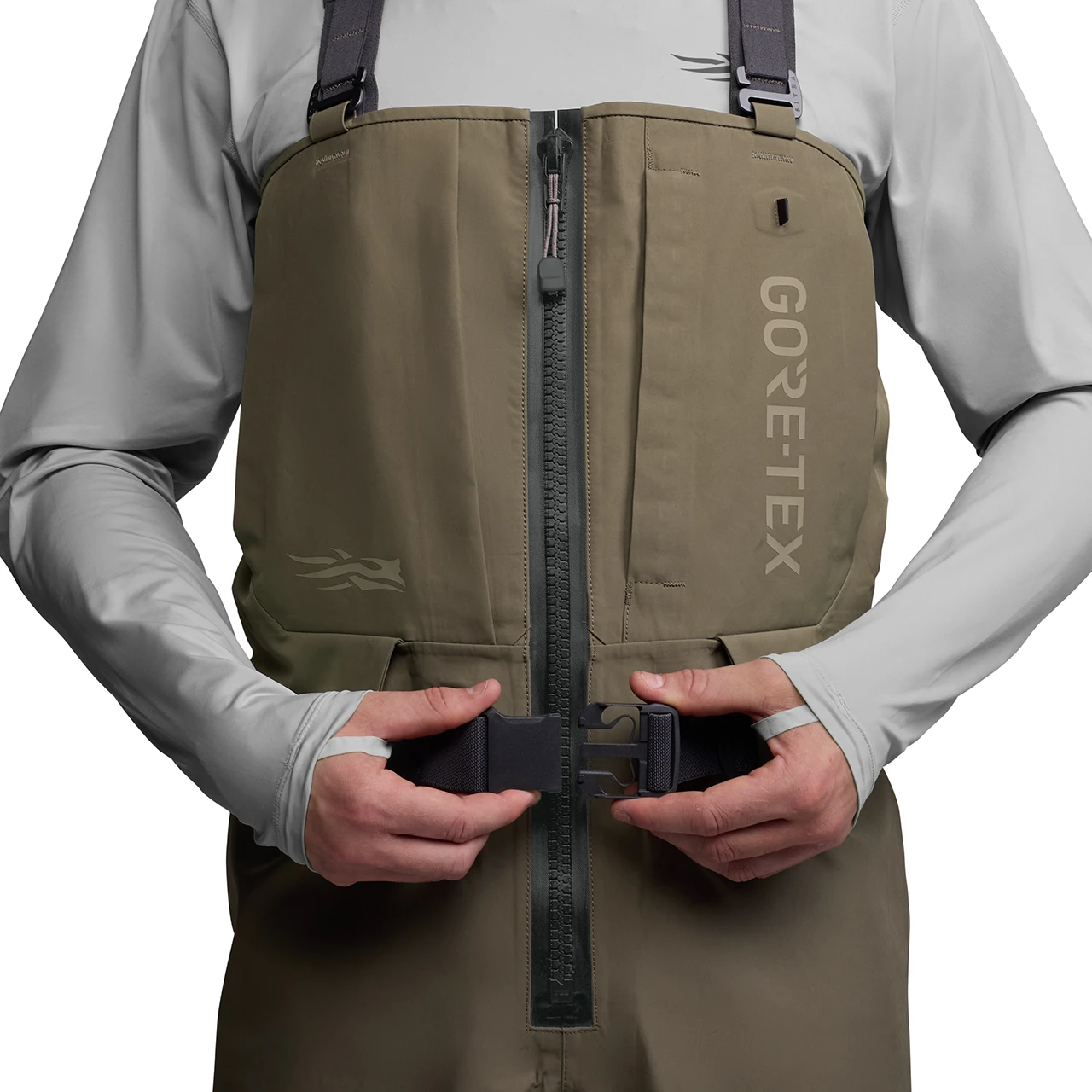 Sitka Gear Crosscurrent Zip GTX Stockingfoot Chest Wader close up of belt