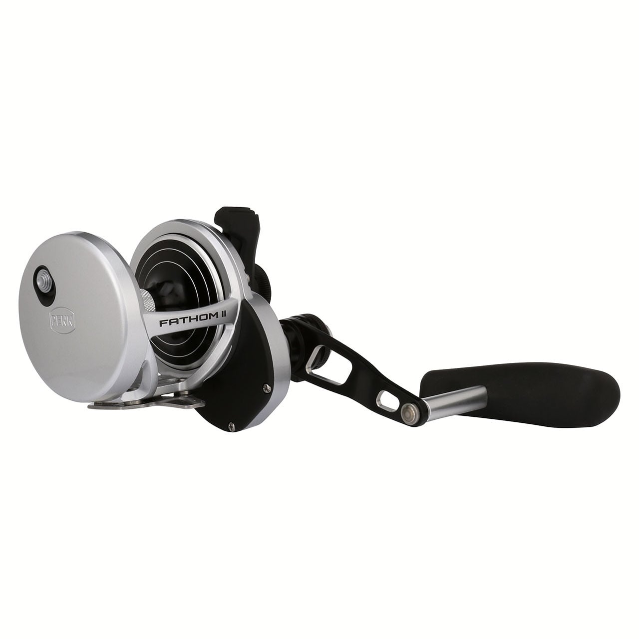 Penn Fathom II Lever Drag 2-Speed Conventional Reel model FTHII30LD2LH opposite side of left handed reel