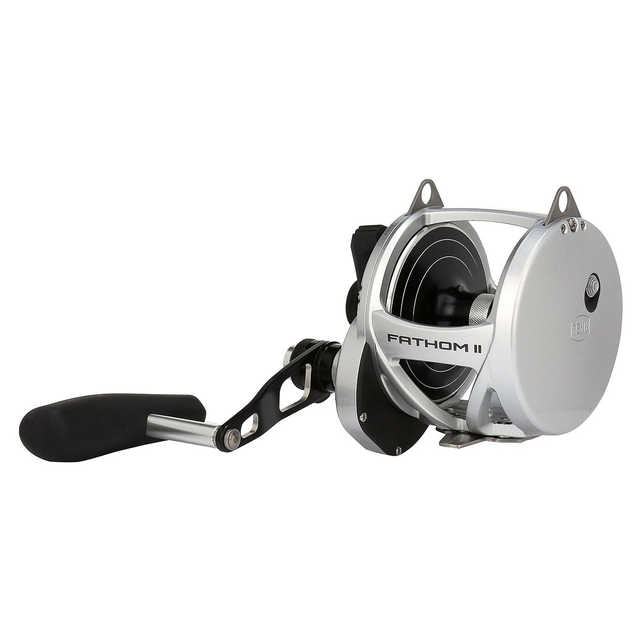 Penn Fathom II Lever Drag 2-Speed Conventional Reel model FTHII80LD2 opposite side of right handed reel