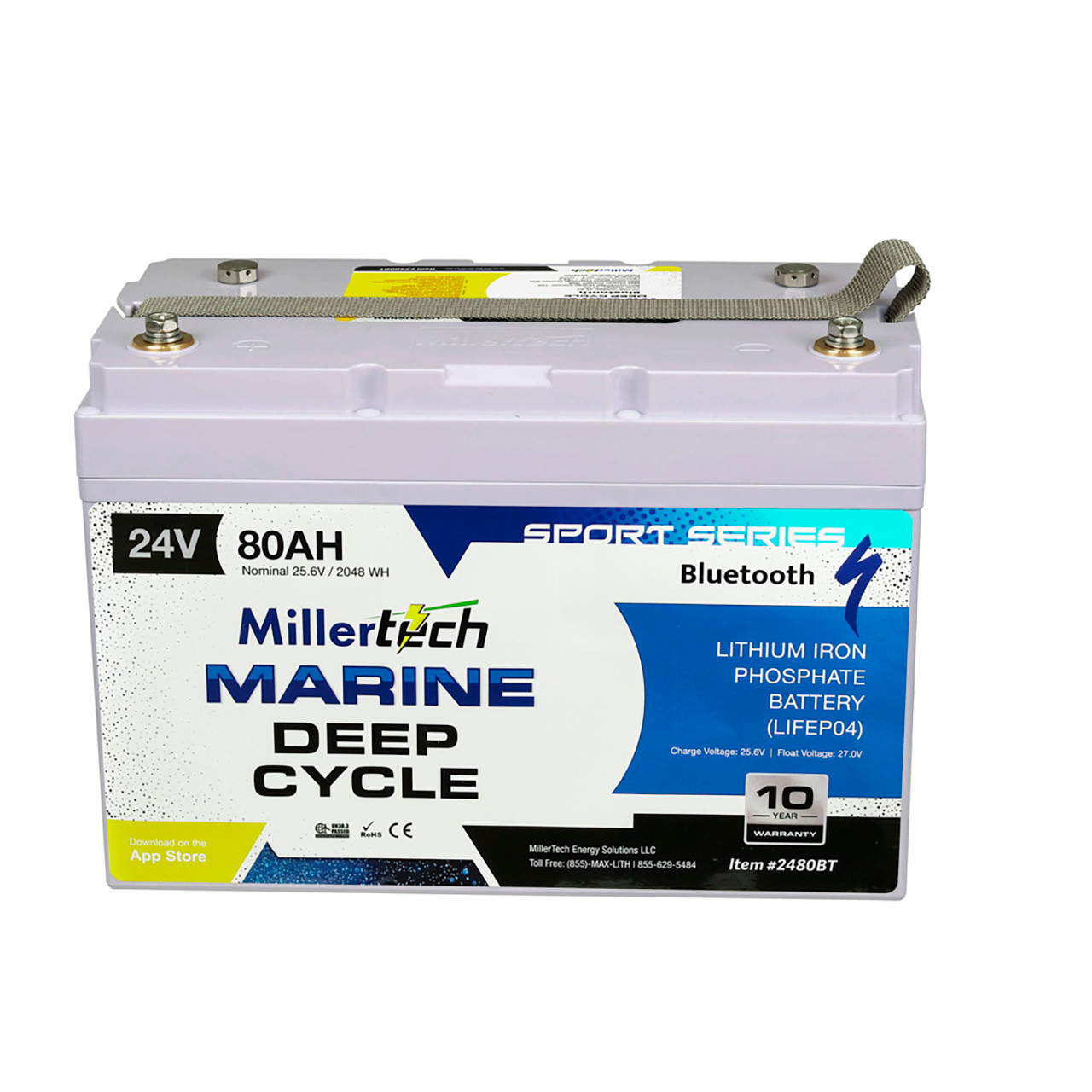 Millertech 24V 80AH Sport Series Lithium Battery with Bluetooth front