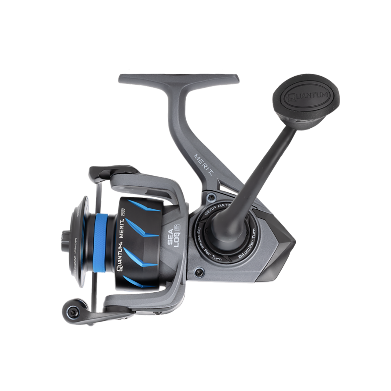 Quantum Merit Spinning Reel model MT2500.B2 handle view