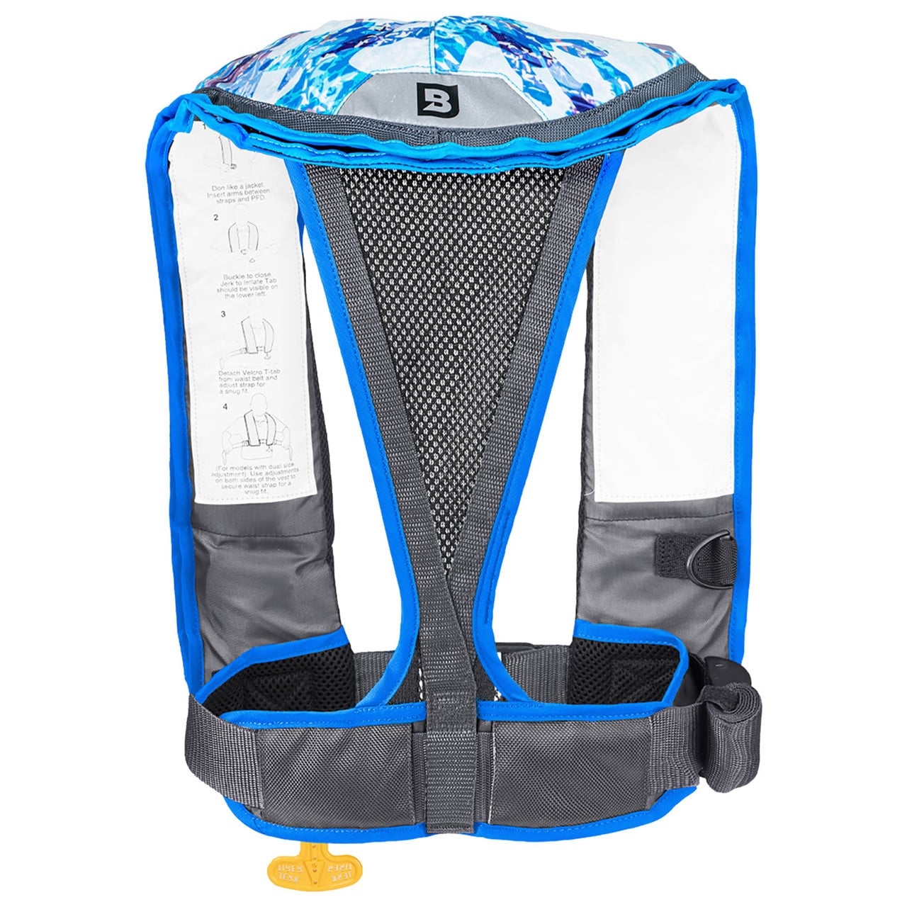 Bluestorm Atmos40 Automatic/Manual Inflatable Life Vest back of color Coastal Blue