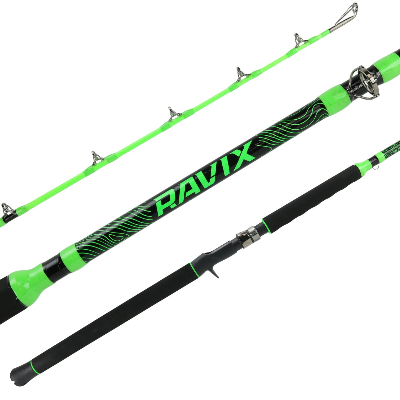 Catch The Fever Ravix Casting Rod tri pic showing the guides, blank and handle