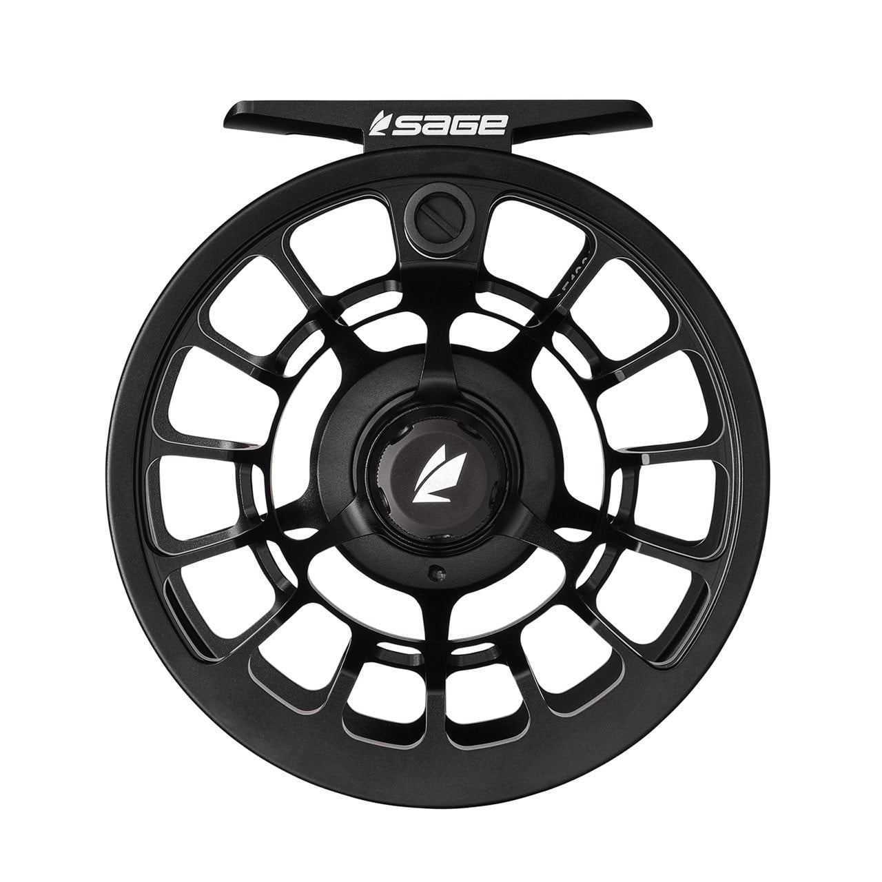 Sage Shift LT Fly Reel front of color Stealth