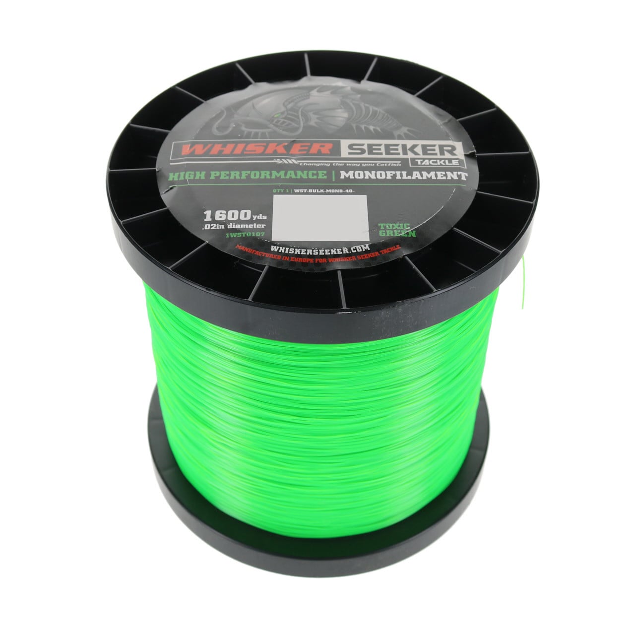 Whisker Seeker High-Vis Monofilament Line - 1 Lb. Spool color Toxic Green