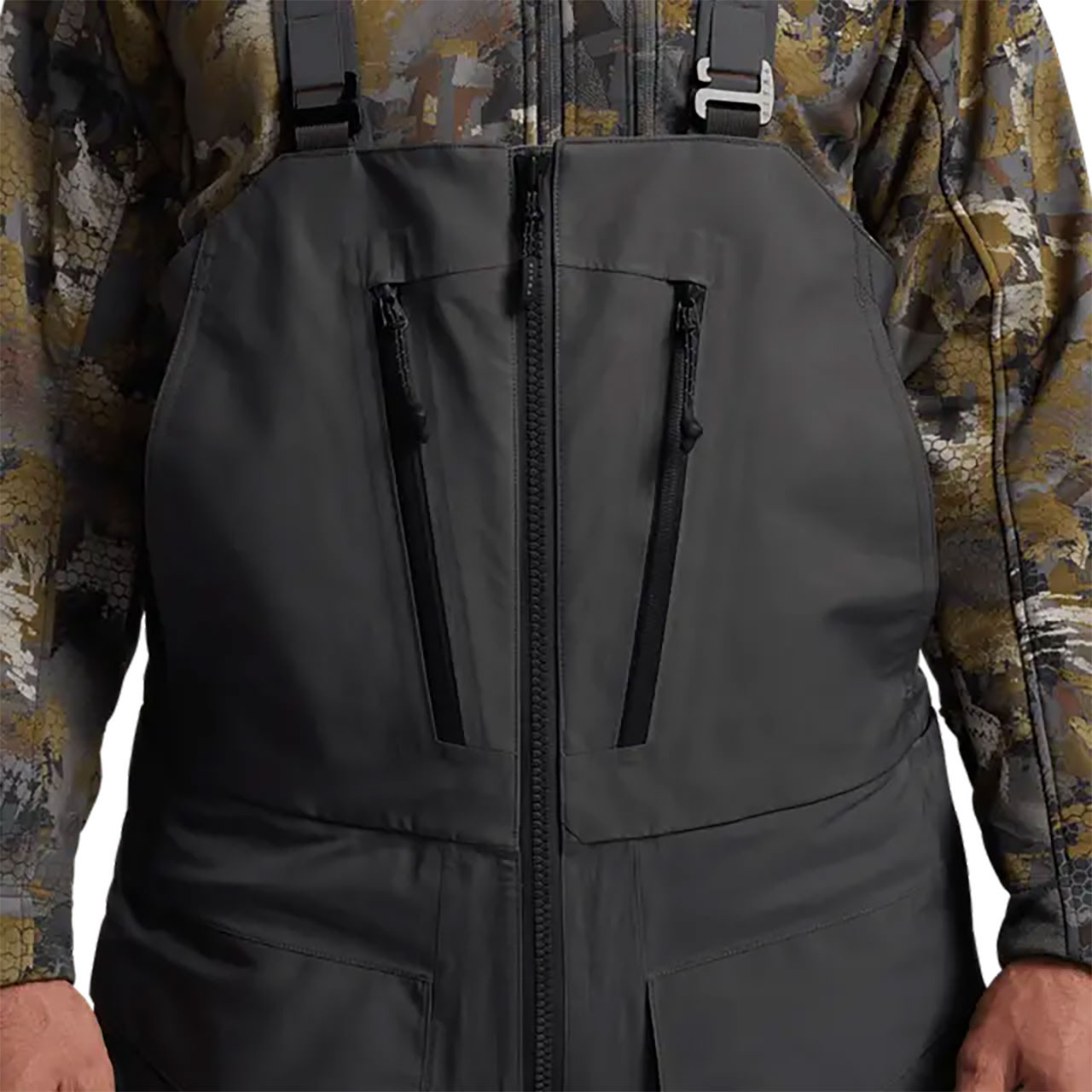 Sitka Hudson Insulated Bib close up of chest pockets