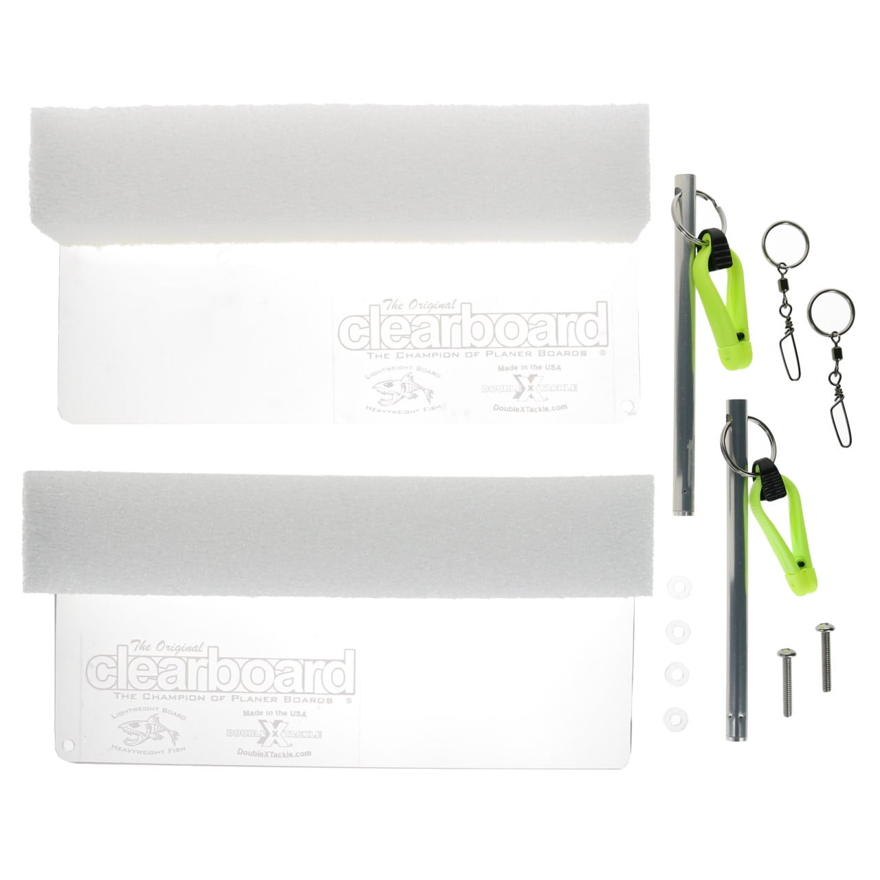Double X Tackle ClearBoard Planer Board Set size medium with all included hardware