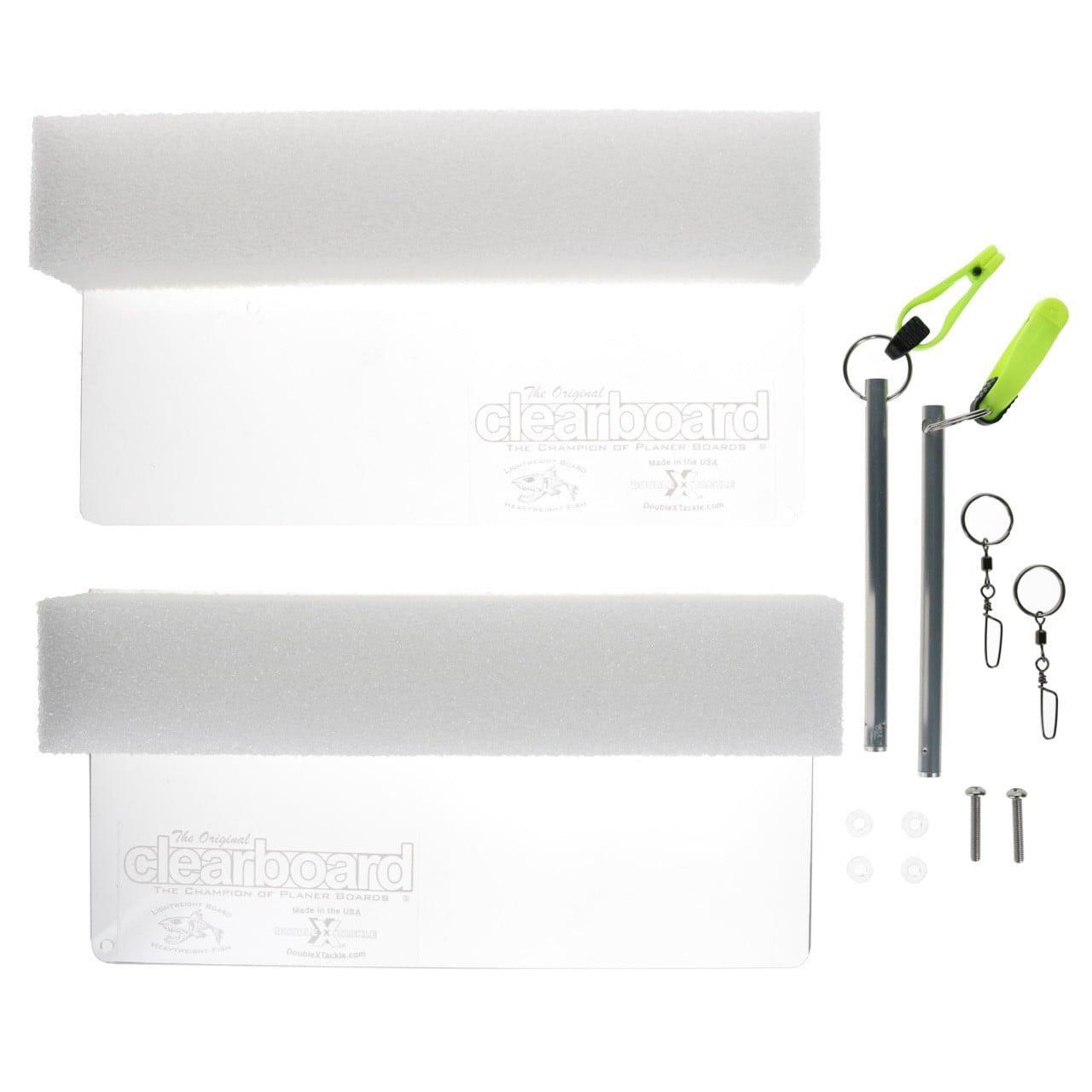 Double X Tackle ClearBoard Planer Board Set size large with all included hardware