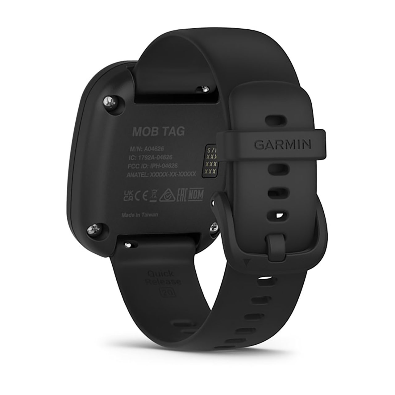 Garmin MOB Tag with Quick Release Band color Black back view