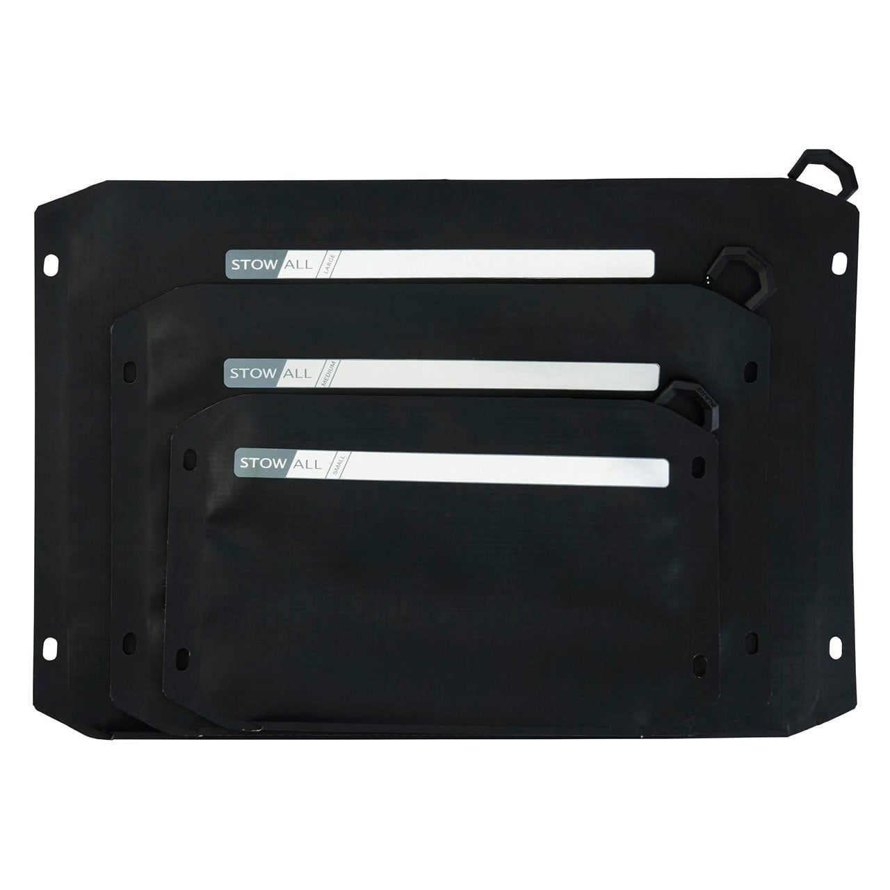 Plano StowAll Waterproof Zip Pouch size comparison of all three models