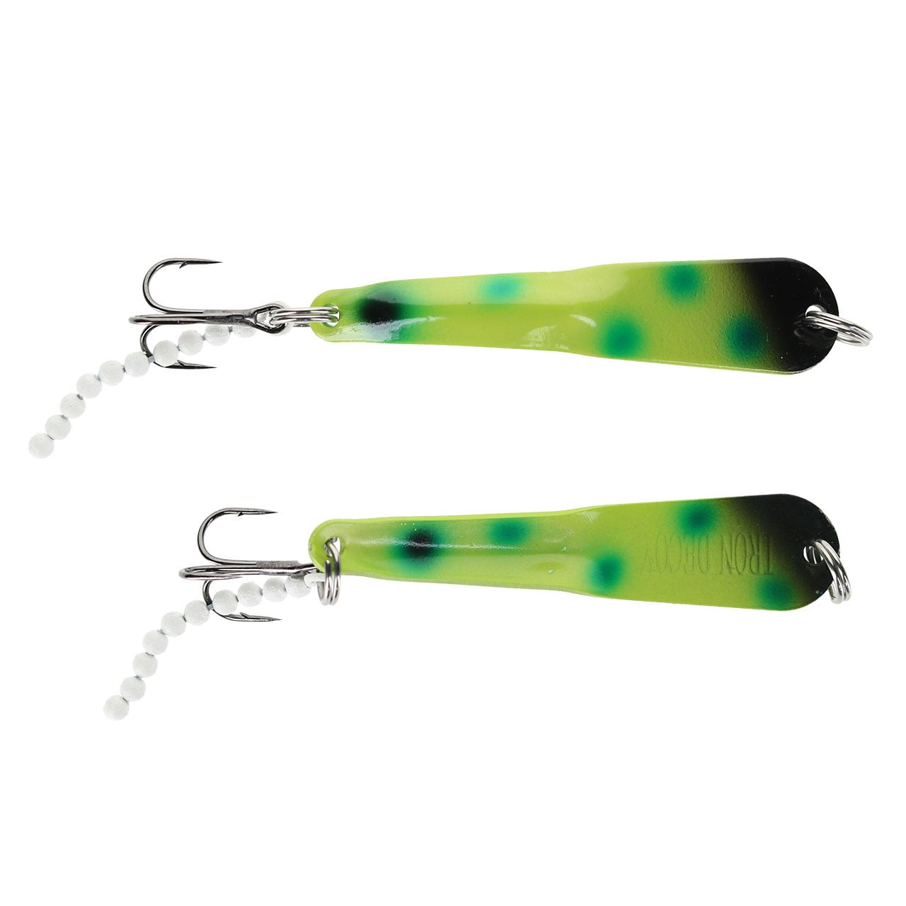 Iron Decoy Walleye Series Spoon color Anti-Freeze showing both sides of the lure