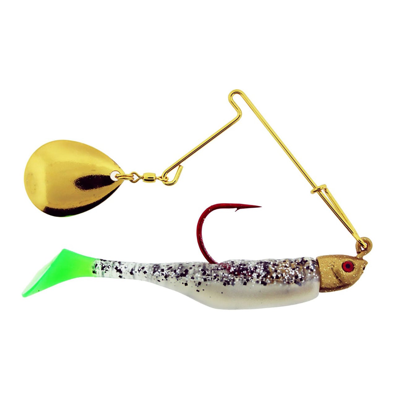 Saltwater Assassin Red Daddy Spinner color Salt & Pepper Silver Phantom - Chartreuse Tail