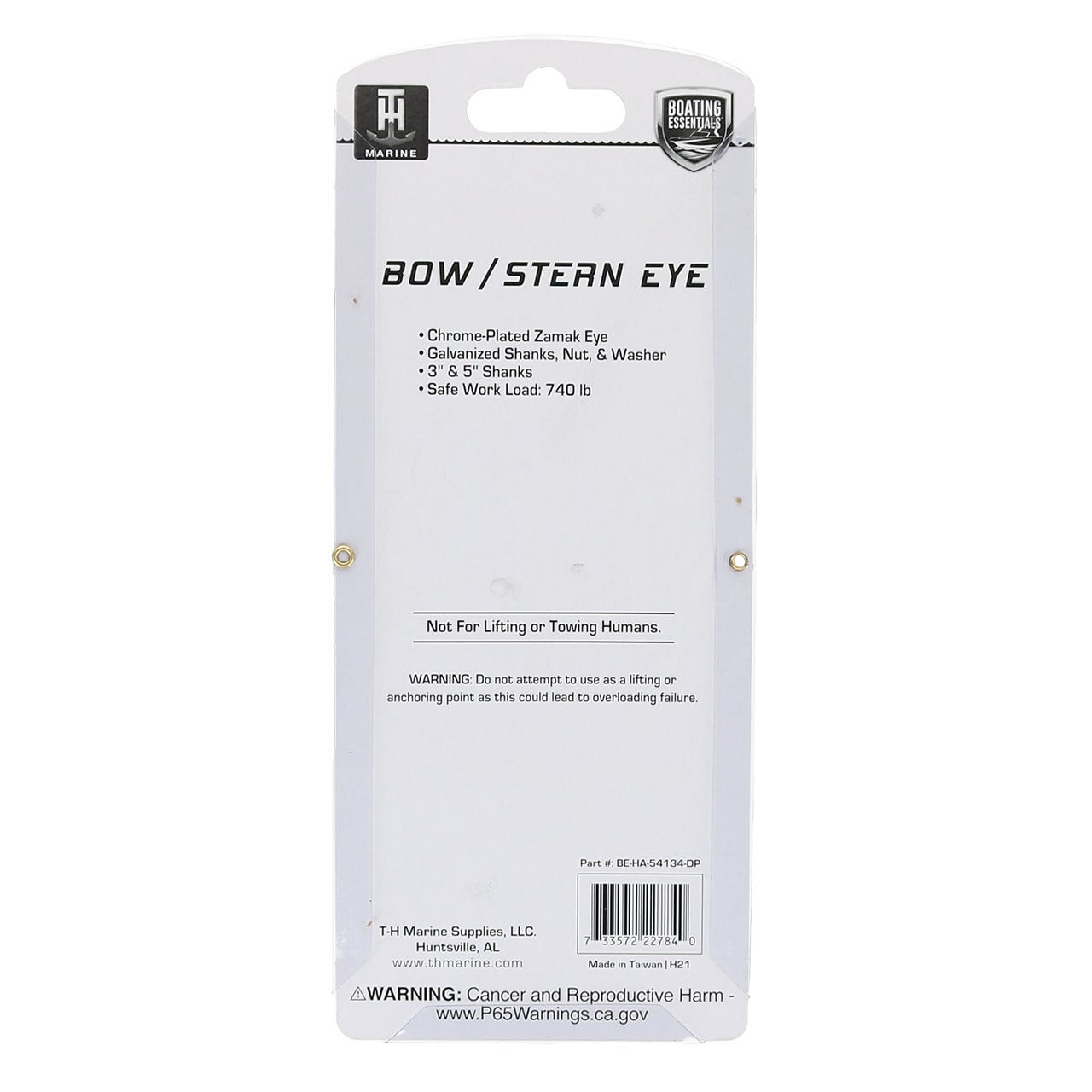 Boating Essentials 3 & 5 in. Bow-Stern Eye back of package