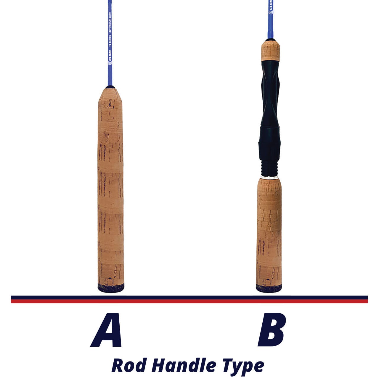 Clam TS Technique Specific Series Ice Rod handle comparison chart