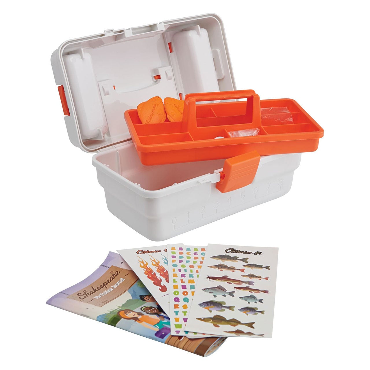 Shakespeare Customize-It Tackle Box open with stickers