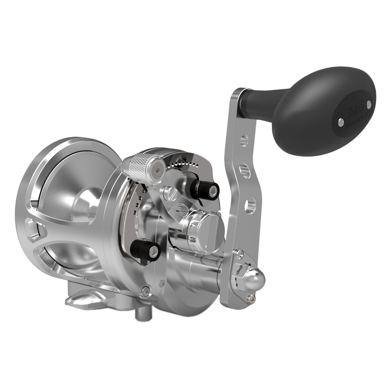 Avet MXL G2 Lever Drag Conventional Reel color Silver right handed with Glide Plate