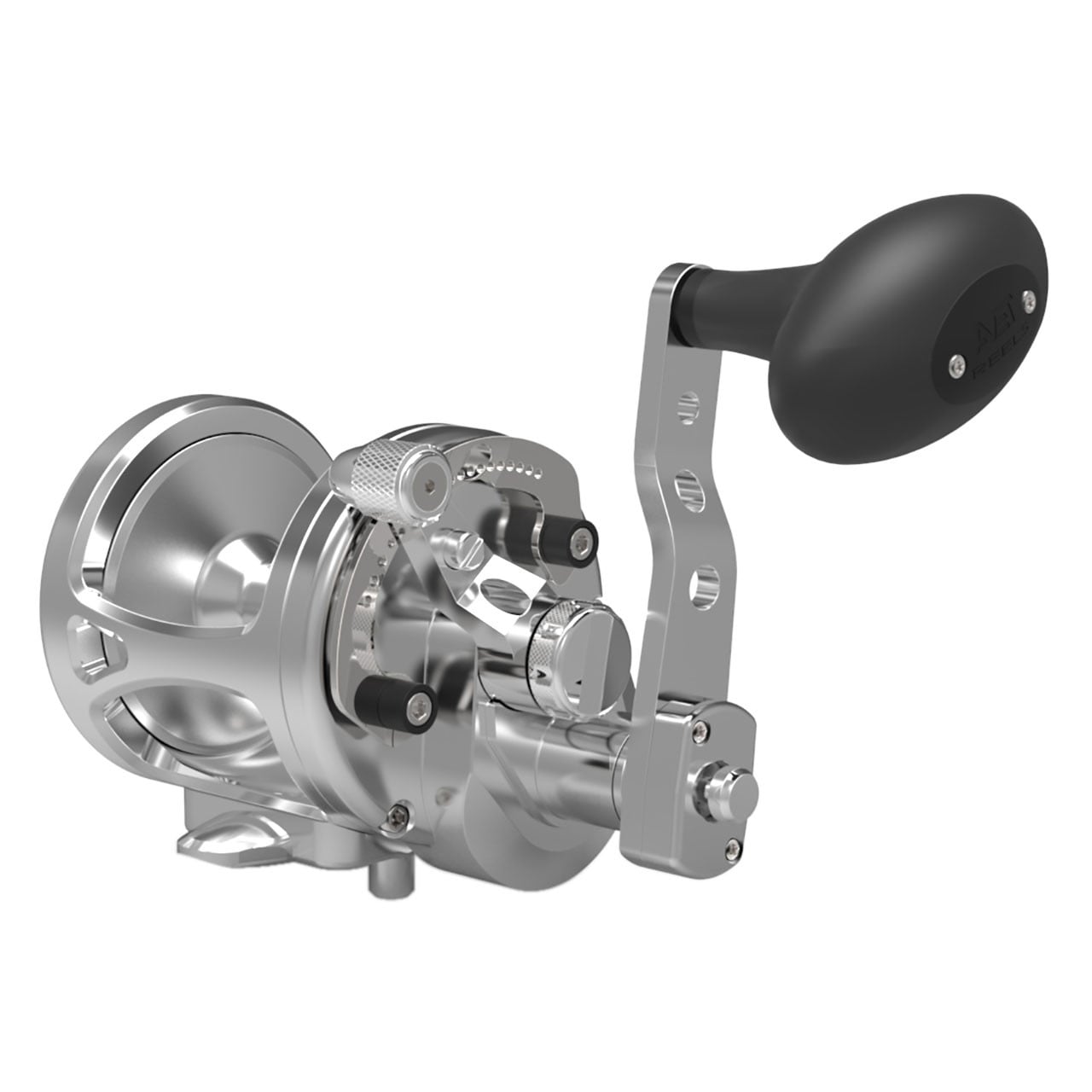 Avet MXL MC G2 Two-Speed Lever Drag Conventional Reel color Silver right hand with Glide Plate