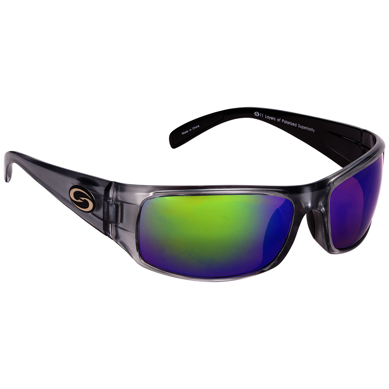 Strike King S-11 Optics Polarized Sunglasses in White Blue Mirror Amber Base Okeechobee Clear Gray