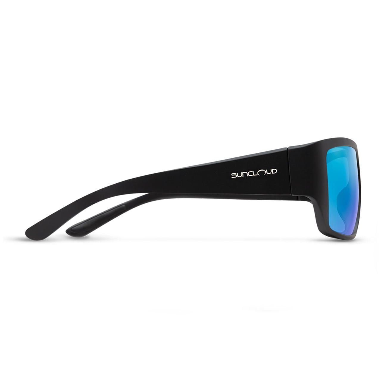 Suncloud Eyewear Sculpin Polarized Sunglasses Matte Black - Polarized Blue Mirror side view