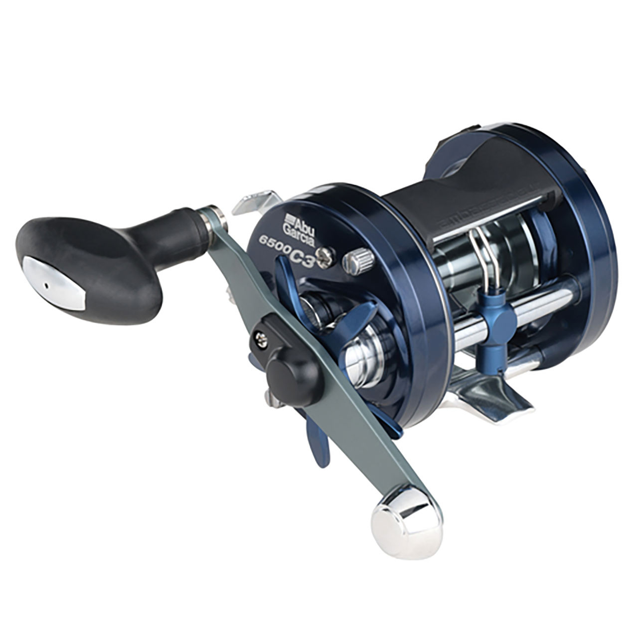 Abu Garcia Ambassadeur C3 Striper Round Casting Reel handle angle