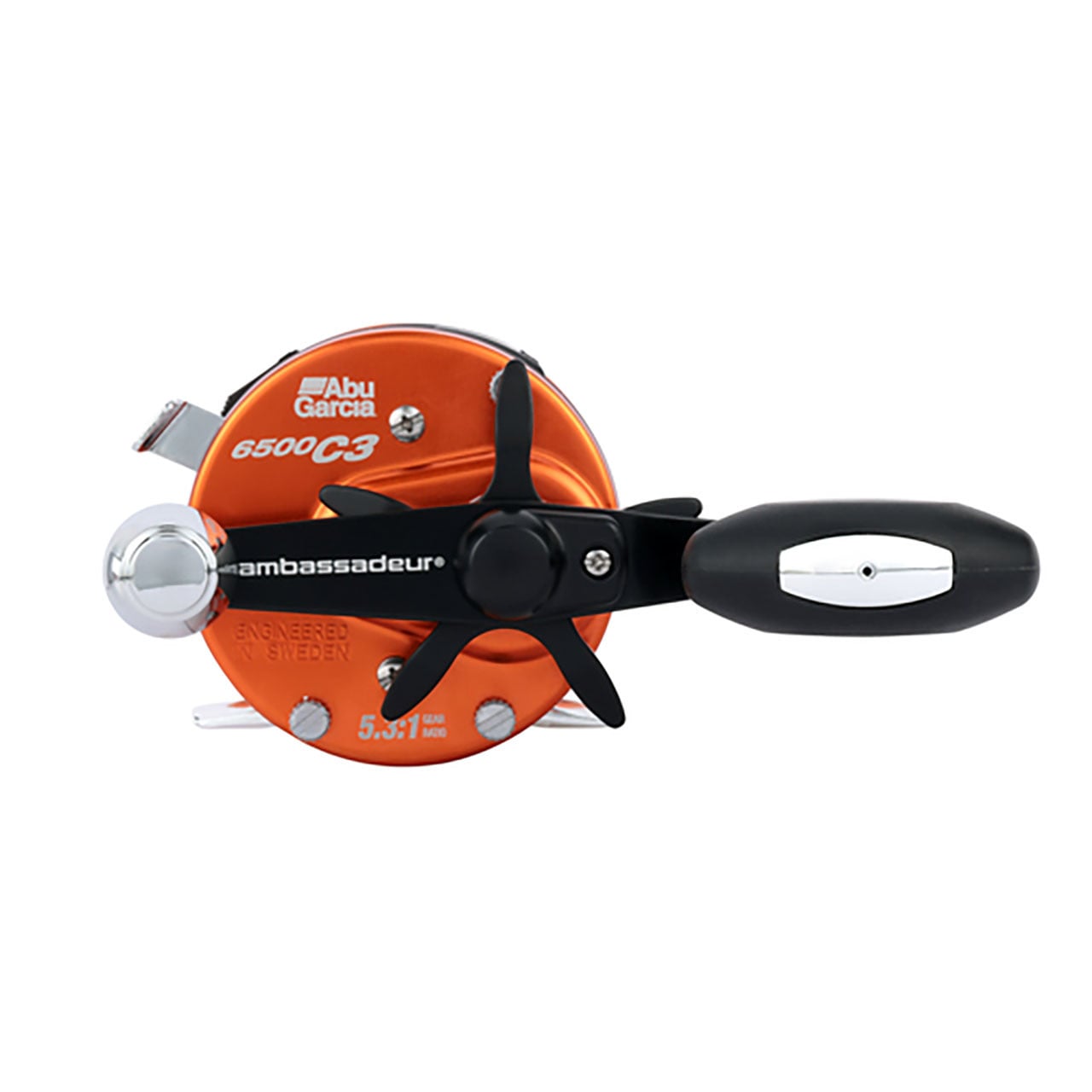 Abu Garcia Ambassadeur C3 Catfish Round Casting Reel model 6500 handle view