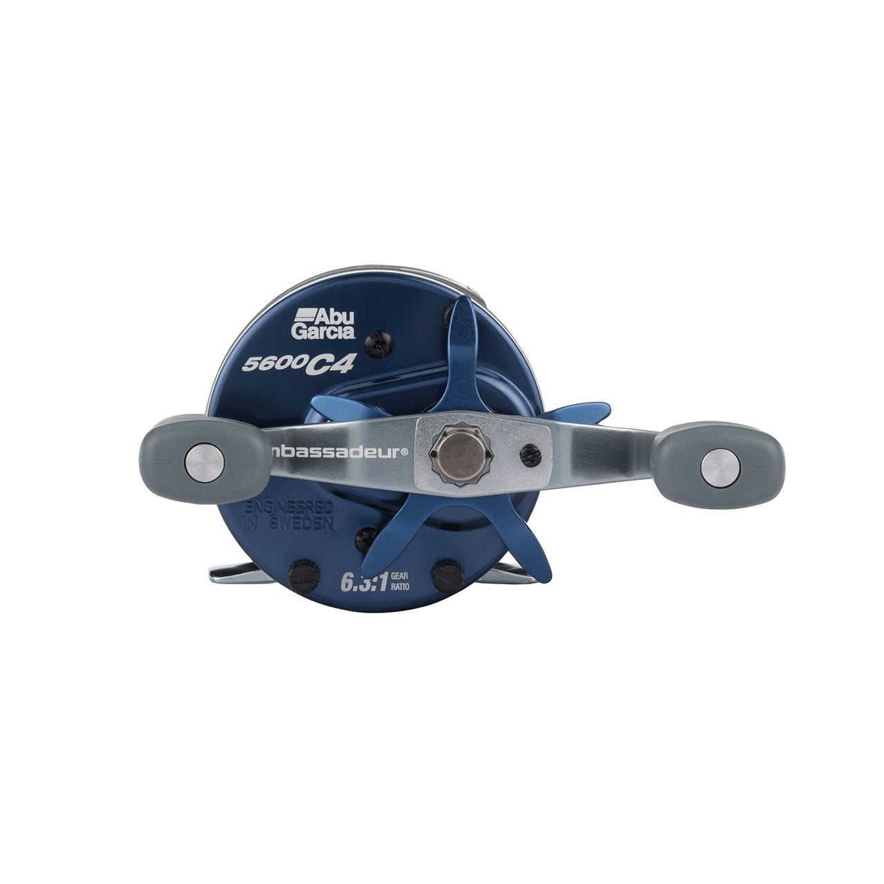 Abu Garcia Ambassadeur C4 Round Casting Reel model C4-5600 close up of handle