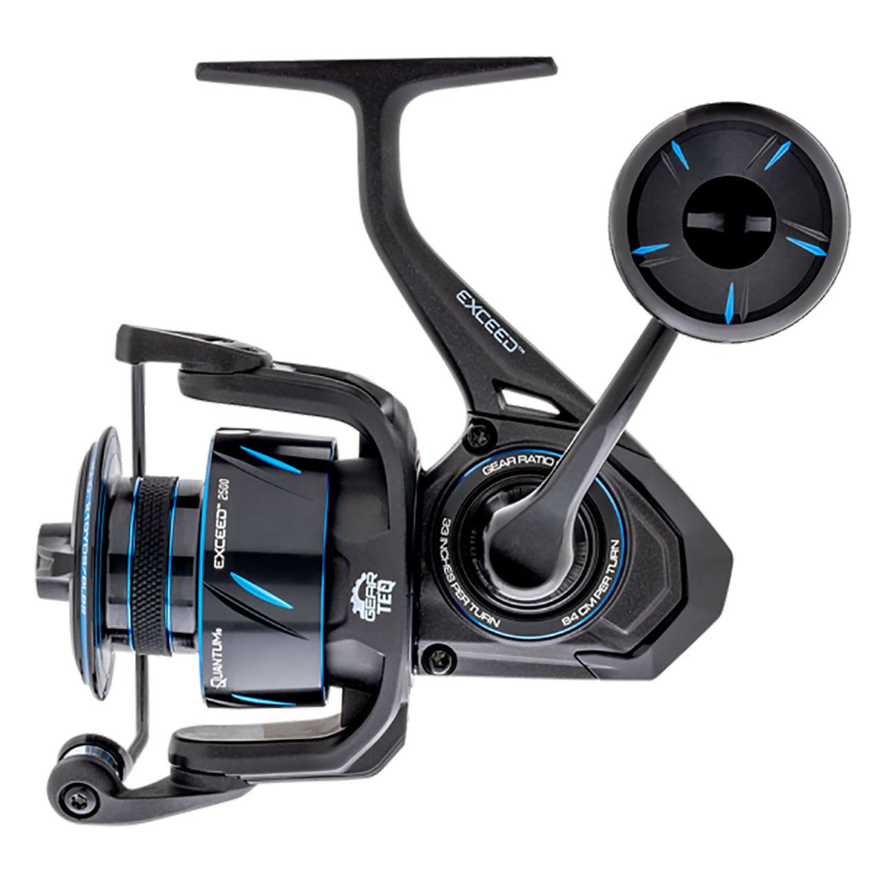 Quantum Exceed Spinning Reel close up of handle