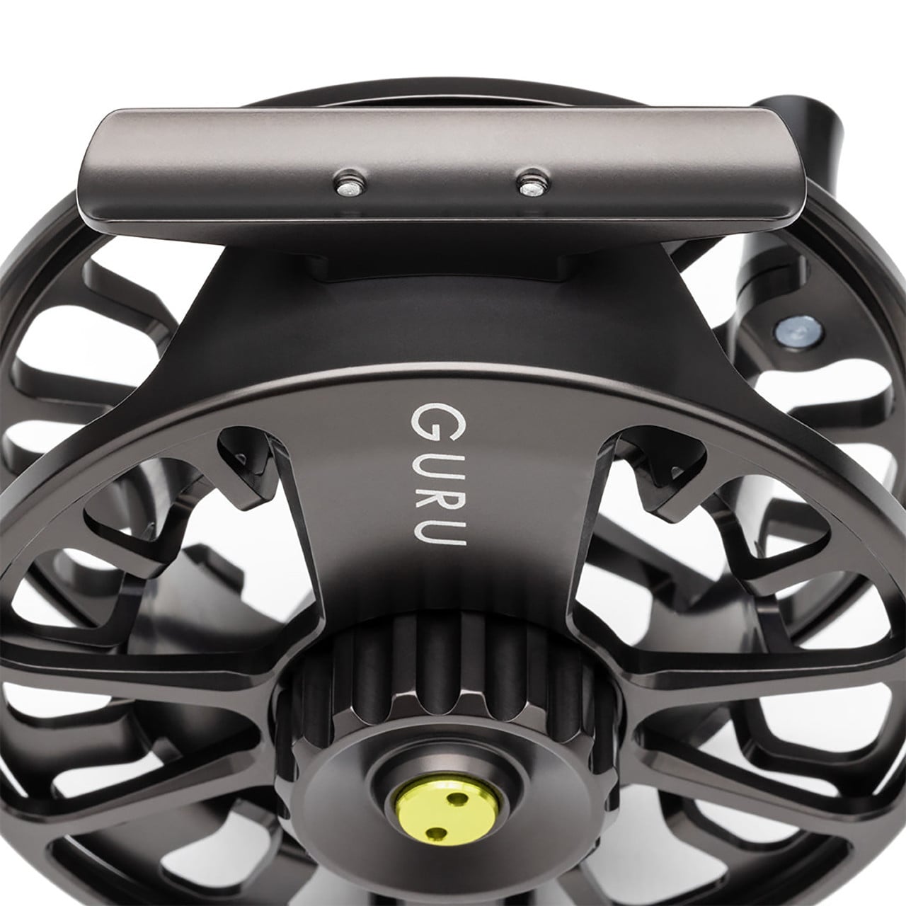 Lamson Guru X Fly Reel color Halo top of the frame