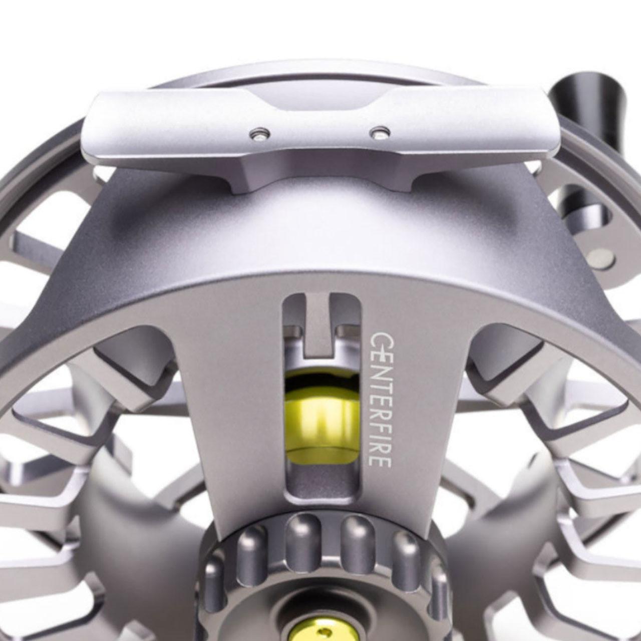 Lamson Centerfire Fly Reel color Citra top view of frame