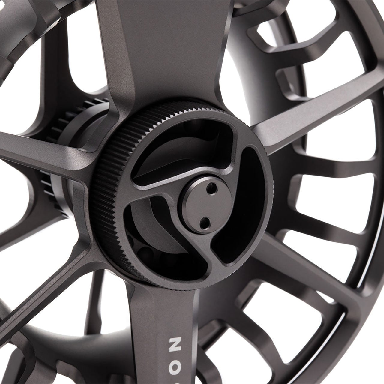 Lamson Speedster S-Series Fly Reel color Battleship close up of drag knob