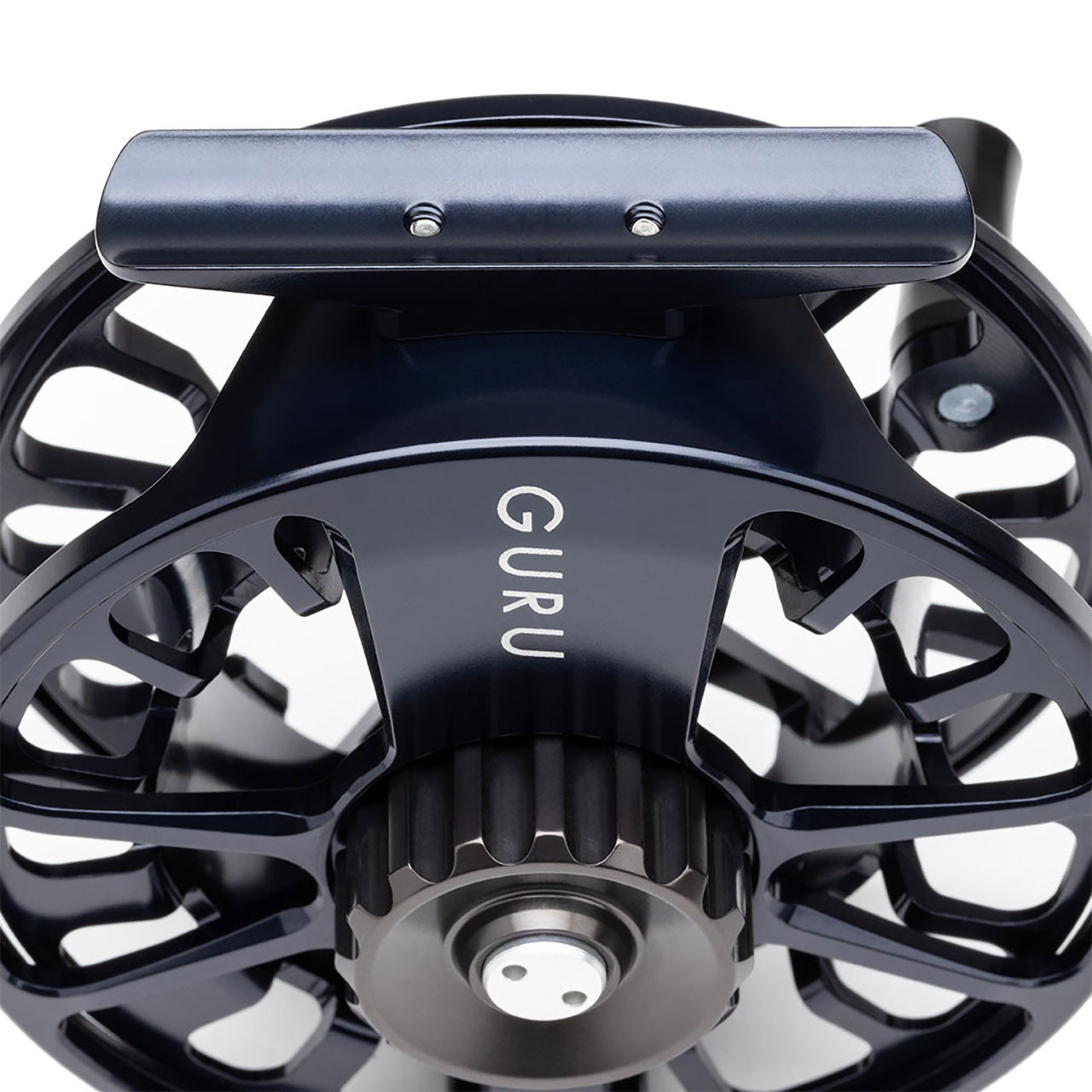 Lamson Guru X Fly Reel 2-Pack color Blue Steel top view of frame of reel