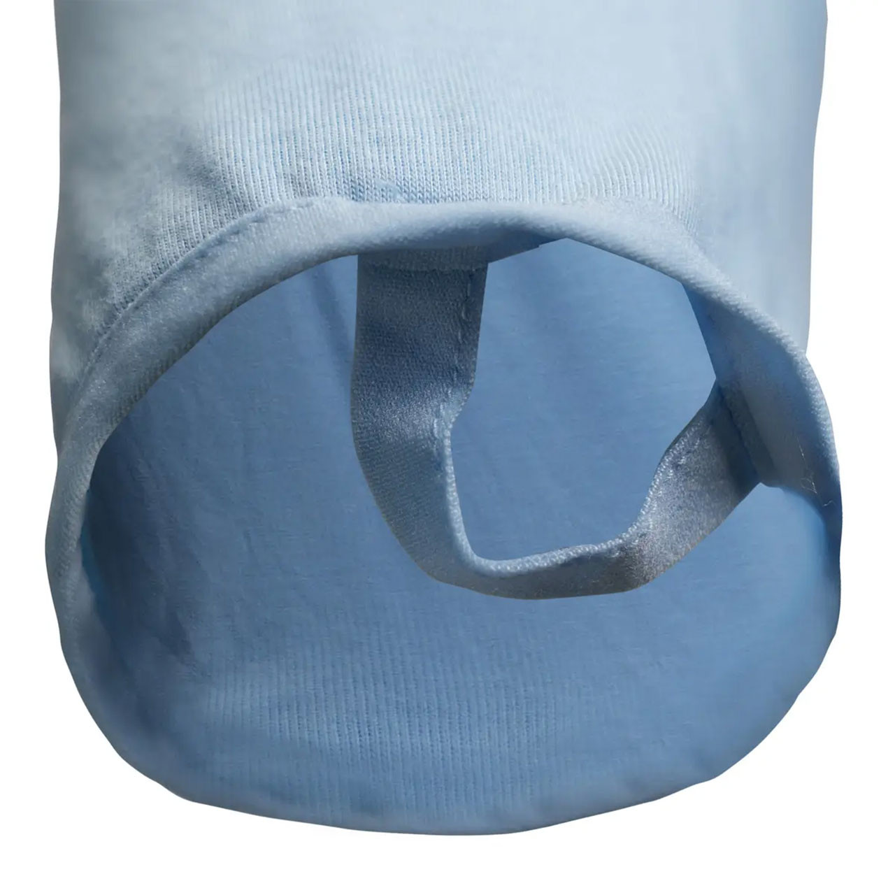 Whitewater Slipstream Bamboo Sun Hoodie color Blue Bell close up of thumb loop