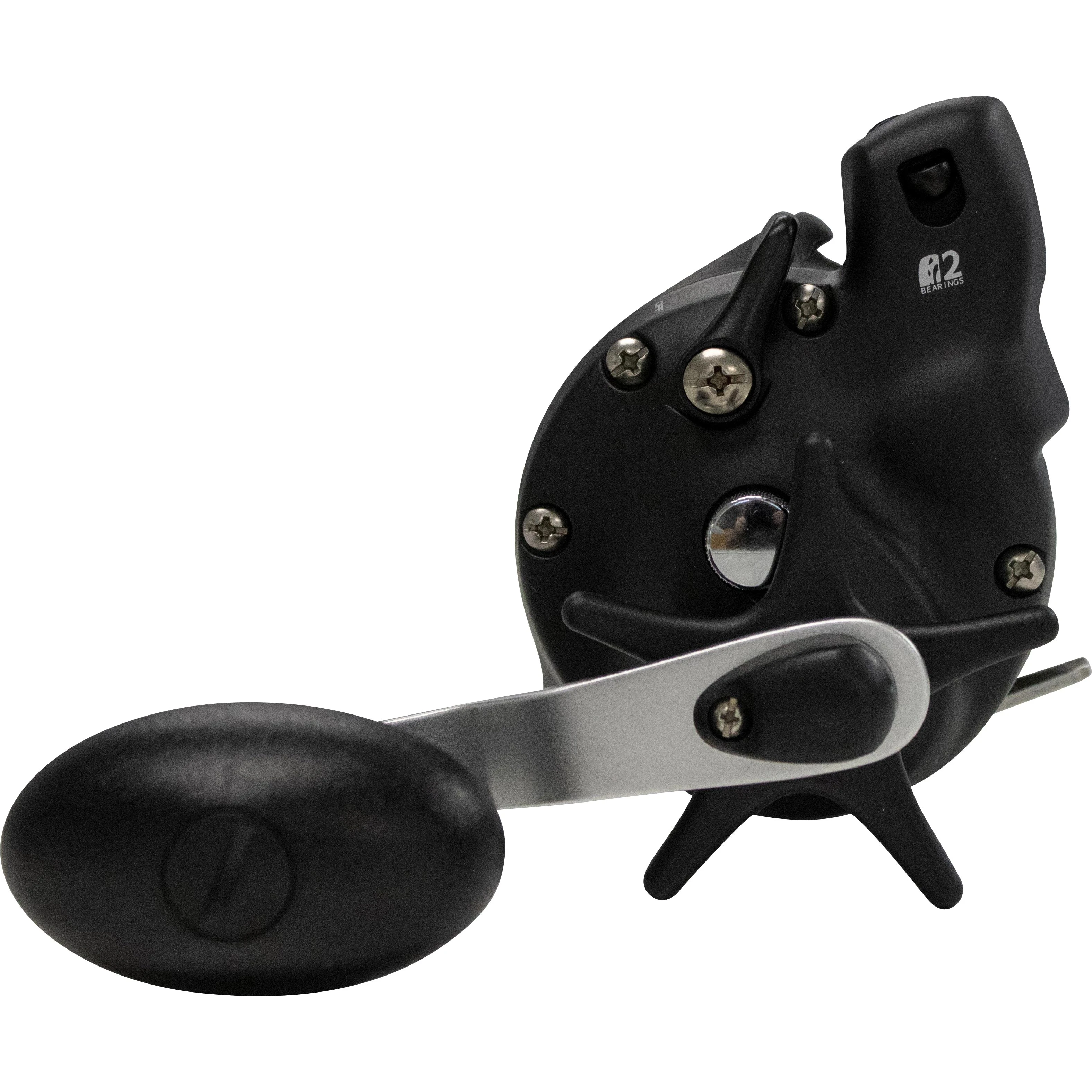 Okuma Magda Pro DXT Line Counter Prespooled Lead Core Reel model MA-30DXT handle side