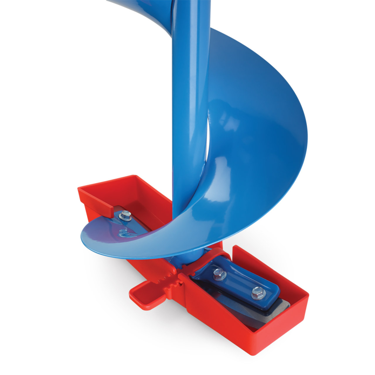 StrikeMaster Mora Hand Ice Auger Blade Guard in use